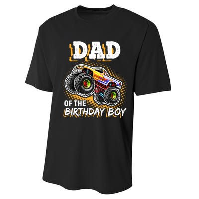 Dad Of The Birthday Boy Monster Truck Birthday Novelty Gift Performance Sprint T-Shirt