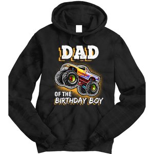 Dad Of The Birthday Boy Monster Truck Birthday Novelty Gift Tie Dye Hoodie