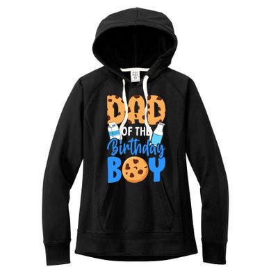 Dad Of The Birthday Boy Milk And Cookies 1st Birthday Women's Fleece Hoodie