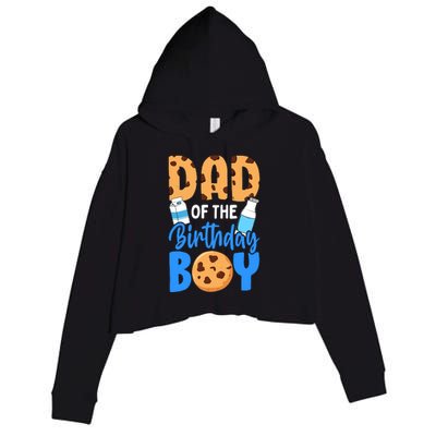 Dad Of The Birthday Boy Milk And Cookies 1st Birthday Crop Fleece Hoodie