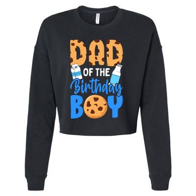 Dad Of The Birthday Boy Milk And Cookies 1st Birthday Cropped Pullover Crew