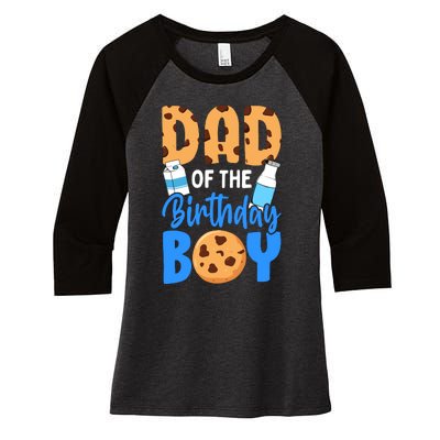 Dad Of The Birthday Boy Milk And Cookies 1st Birthday Women's Tri-Blend 3/4-Sleeve Raglan Shirt