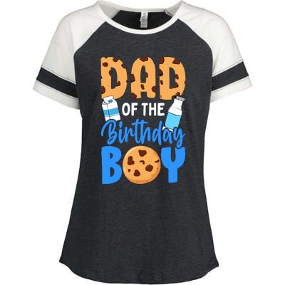 Dad Of The Birthday Boy Milk And Cookies 1st Birthday Enza Ladies Jersey Colorblock Tee