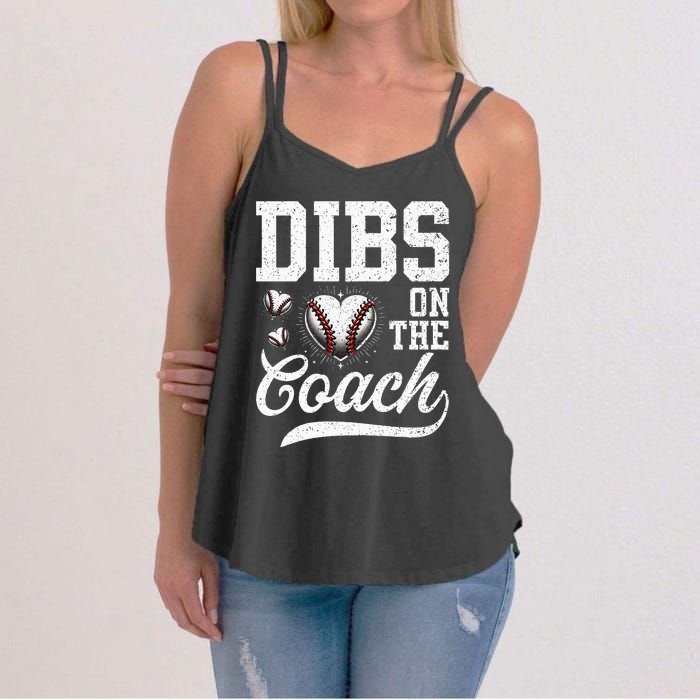 Dibs On The Coach Coachs Wife Quote Baseball Mom Women's Strappy Tank