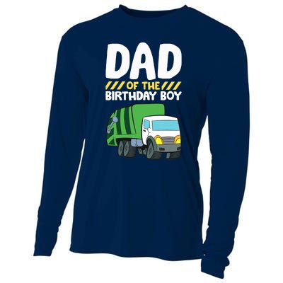 Dad Of The Birthday Boy Garbage Truck Birthday Party Cooling Performance Long Sleeve Crew