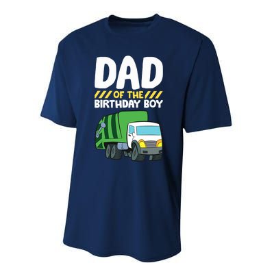 Dad Of The Birthday Boy Garbage Truck Birthday Party Performance Sprint T-Shirt