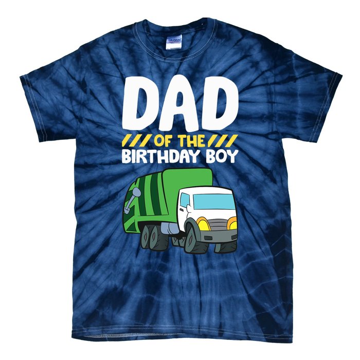 Dad Of The Birthday Boy Garbage Truck Birthday Party Tie-Dye T-Shirt