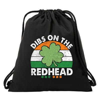 Dibs On The Redhead Funny St Patricks Day Drinking Drawstring Bag