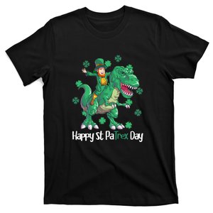 Dino St Patricks Day Shirt Kids Toddler Boys Leprechaun T-Shirt