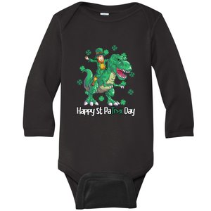 Dino St Patricks Day Shirt Kids Toddler Boys Leprechaun Baby Long Sleeve Bodysuit