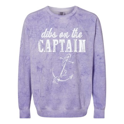 Dibs On The Captain Funny Captain Wife Retro Vintage Design Colorblast Crewneck Sweatshirt