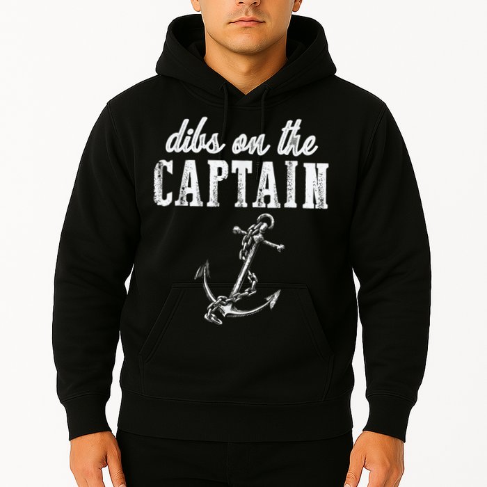 Dibs On The Captain Funny Captain Wife Retro Vintage Design Hoodie