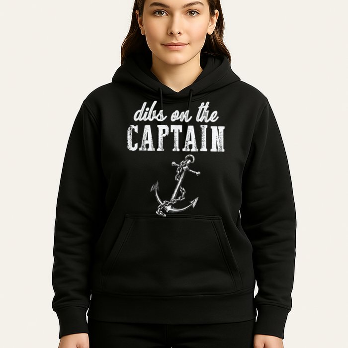 Dibs On The Captain Funny Captain Wife Retro Vintage Design Hoodie