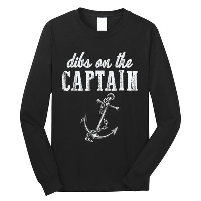 Dibs On The Captain Funny Captain Wife Retro Vintage Design Long Sleeve Shirt