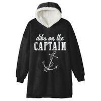 Dibs On The Captain Funny Captain Wife Retro Vintage Design Hooded Wearable Blanket