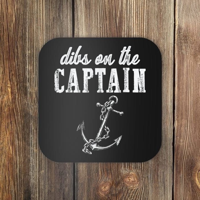 Dibs On The Captain Funny Captain Wife Retro Vintage Design Coaster