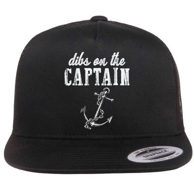 Dibs On The Captain Funny Captain Wife Retro Vintage Design Flatbill Hat
