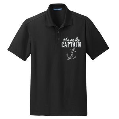 Dibs On The Captain Funny Captain Wife Retro Vintage Design Dry Zone Grid Polo