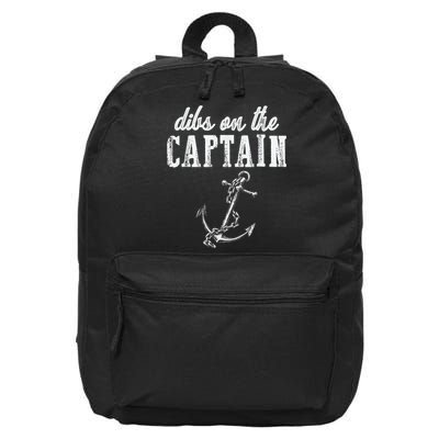 Dibs On The Captain Funny Captain Wife Retro Vintage Design 16 in Basic Backpack