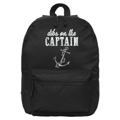 Dibs On The Captain Funny Captain Wife Retro Vintage Design 16 in Basic Backpack