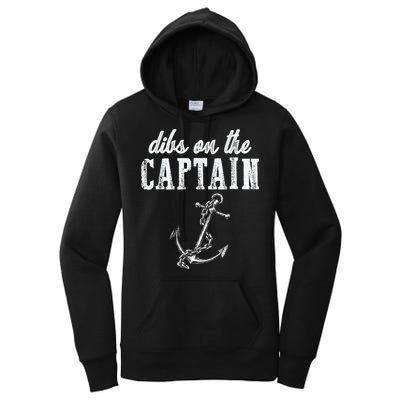 Dibs On The Captain Funny Captain Wife Retro Vintage Design Women's Pullover Hoodie