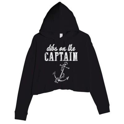 Dibs On The Captain Funny Captain Wife Retro Vintage Design Crop Fleece Hoodie