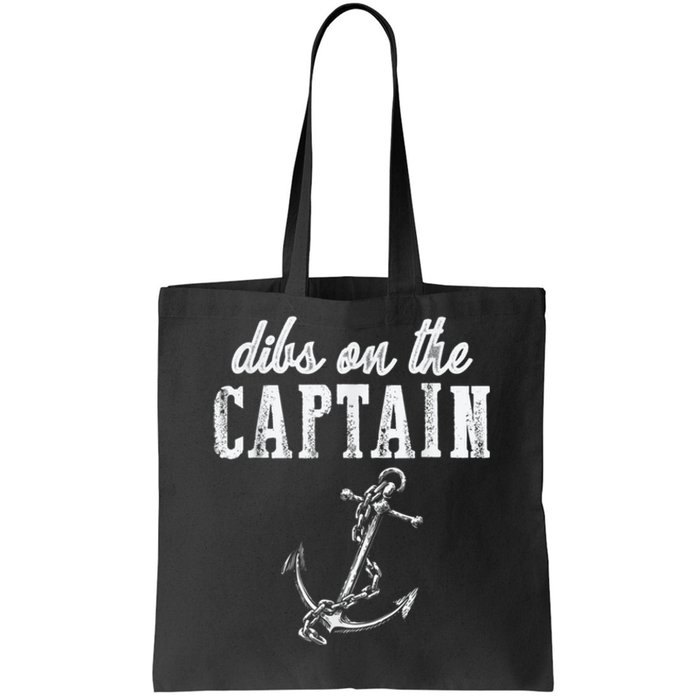 Dibs On The Captain Funny Captain Wife Retro Vintage Design Tote Bag