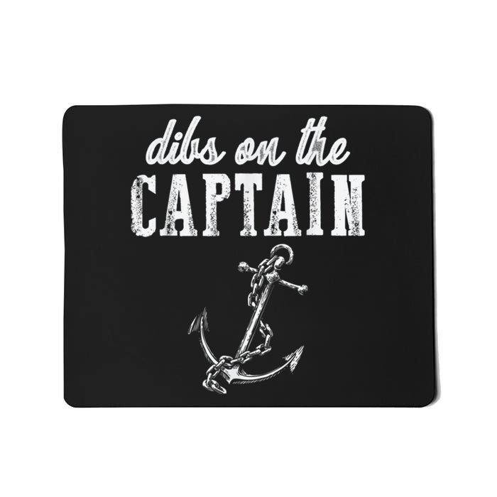 Dibs On The Captain Funny Captain Wife Retro Vintage Design Mousepad