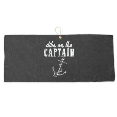 Dibs On The Captain Funny Captain Wife Retro Vintage Design Large Microfiber Waffle Golf Towel