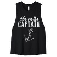 Dibs On The Captain Funny Captain Wife Retro Vintage Design Women's Racerback Cropped Tank