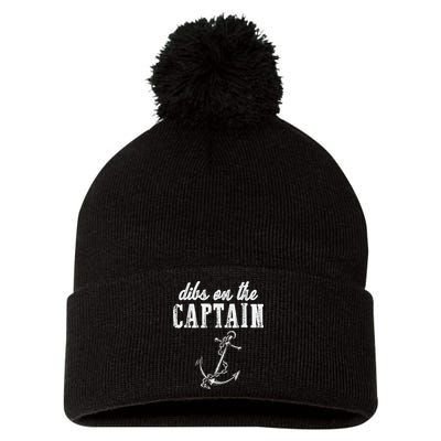 Dibs On The Captain Funny Captain Wife Retro Vintage Design Pom Pom 12in Knit Beanie