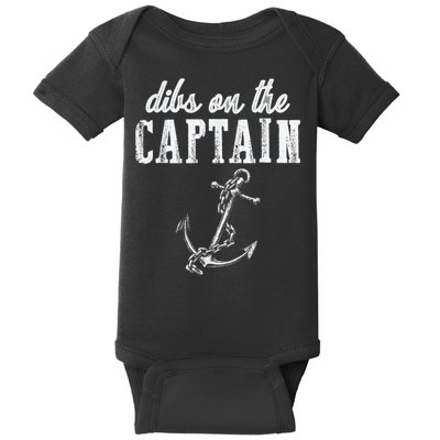 Dibs On The Captain Funny Captain Wife Retro Vintage Design Baby Bodysuit