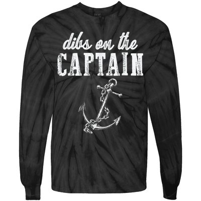 Dibs On The Captain Funny Captain Wife Retro Vintage Design Tie-Dye Long Sleeve Shirt