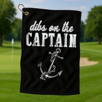 Dibs On The Captain Funny Captain Wife Retro Vintage Design Golf Towel