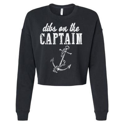 Dibs On The Captain Funny Captain Wife Retro Vintage Design Cropped Pullover Crew