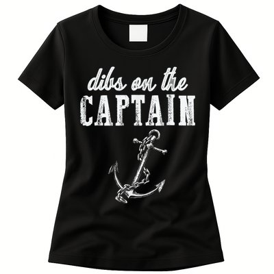 Dibs On The Captain Funny Captain Wife Retro Vintage Design Womens T-Shirt