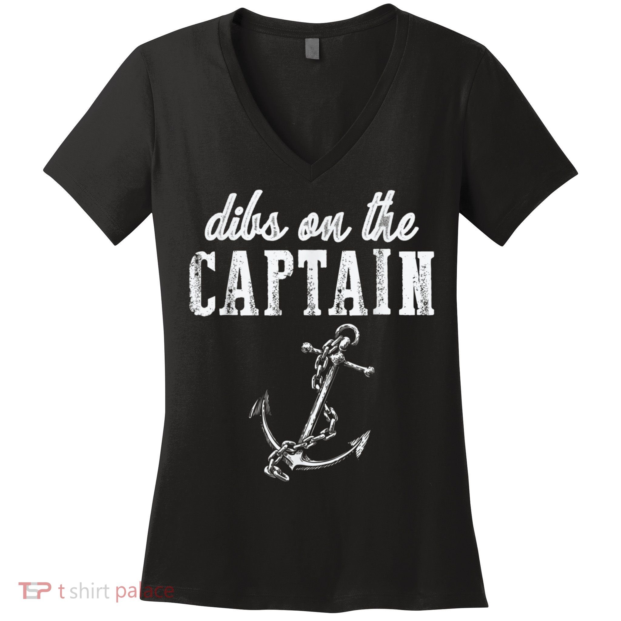 Dibs On The Captain Funny Captain Wife Retro Vintage Design Women's V-Neck T-Shirt