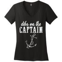 Dibs On The Captain Funny Captain Wife Retro Vintage Design Women's V-Neck T-Shirt