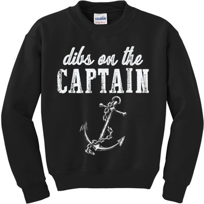 Dibs On The Captain Funny Captain Wife Retro Vintage Design Kids Sweatshirt