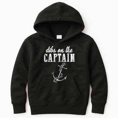 Dibs On The Captain Funny Captain Wife Retro Vintage Design Kids Hoodie