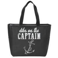 Dibs On The Captain Funny Captain Wife Retro Vintage Design Zip Tote Bag