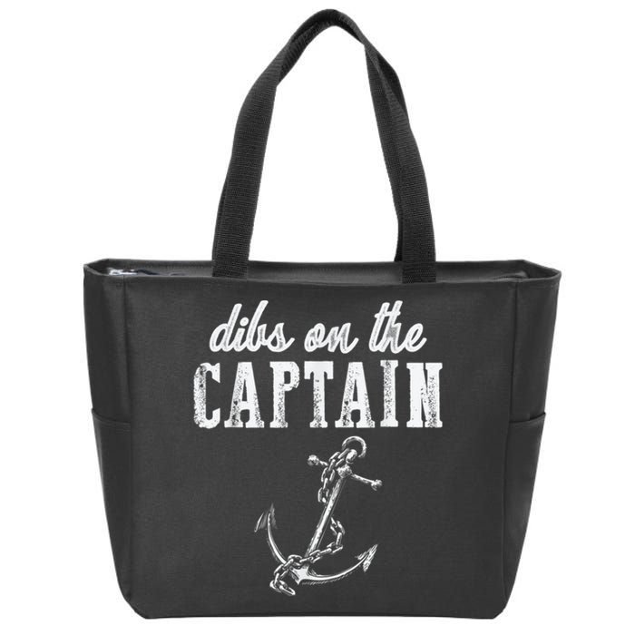 Dibs On The Captain Funny Captain Wife Retro Vintage Design Zip Tote Bag