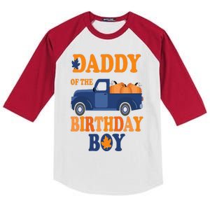 Daddy of The Pumpkin Truck 1st Birthday Family Kids Colorblock Raglan Jersey