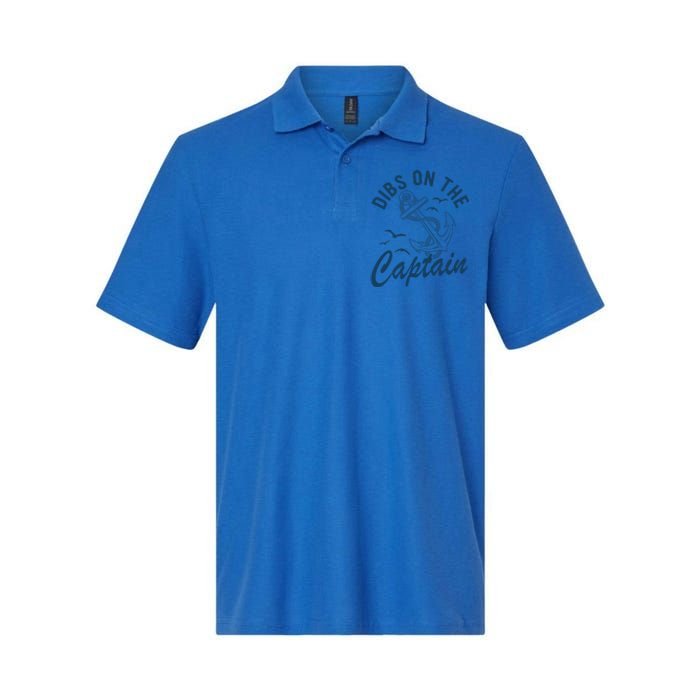 Dibs On The Captain Funny Boating Captain Gift Softstyle Adult Sport Polo