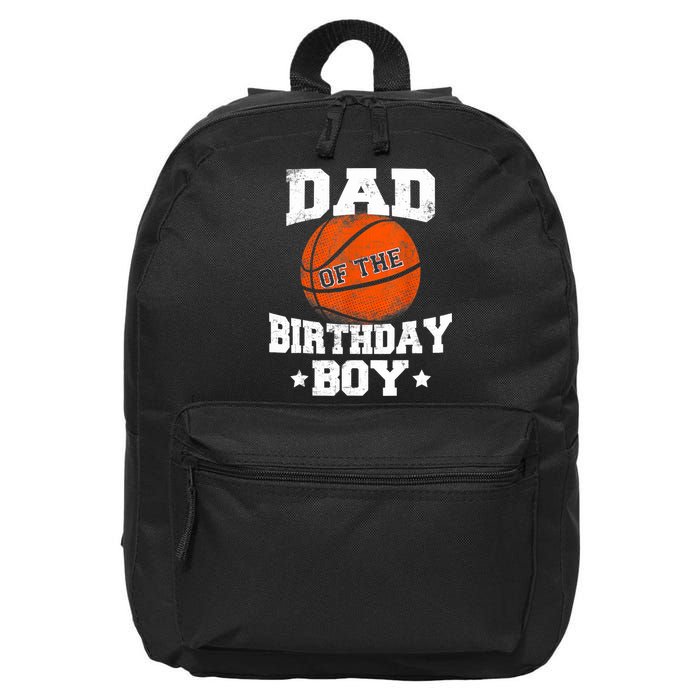 Dad Of The Birthday Boy Basketball Father Daddy Funny 16 in Basic Backpack
