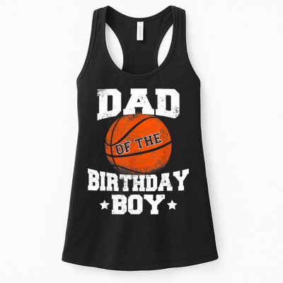 Dad Of The Birthday Boy Basketball Father Daddy Funny Womens Tank Top