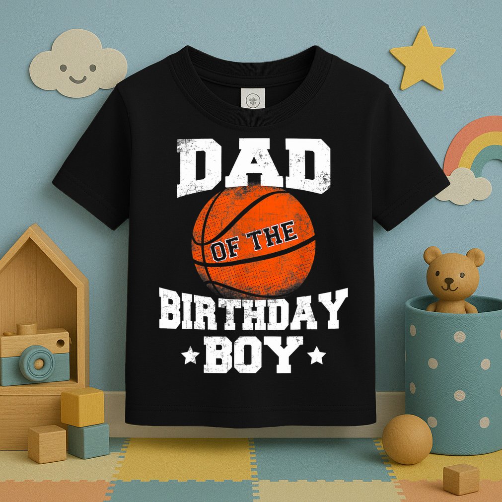 Dad Of The Birthday Boy Basketball Father Daddy Funny Toddler T-Shirt