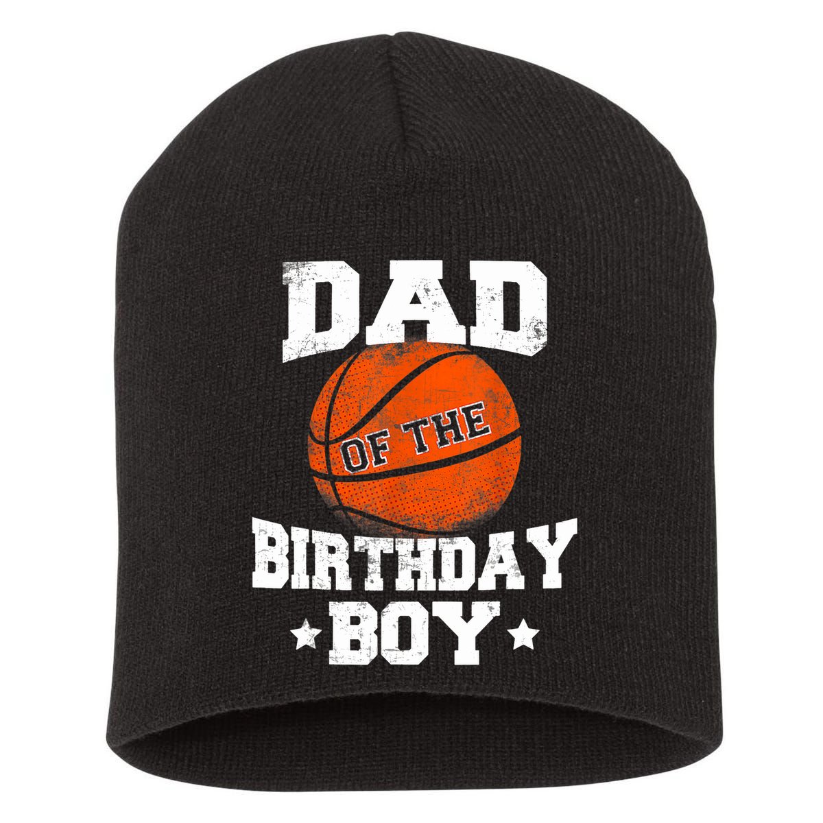 Dad Of The Birthday Boy Basketball Father Daddy Funny Short Acrylic Beanie