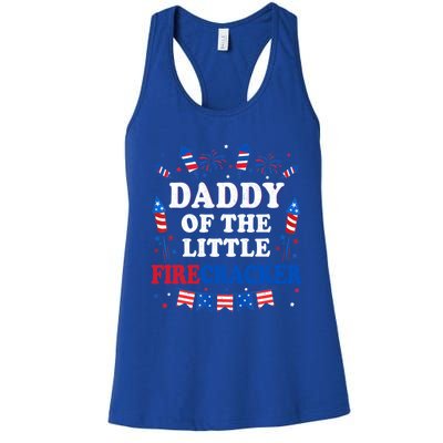 Daddy Of The Little Firecracker 4th Of July Birthday Party Gift Women's Racerback Tank