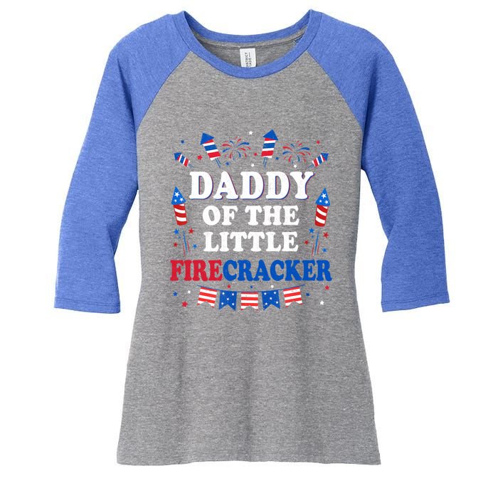 Daddy Of The Little Firecracker 4th Of July Birthday Party Gift Women's Tri-Blend 3/4-Sleeve Raglan Shirt